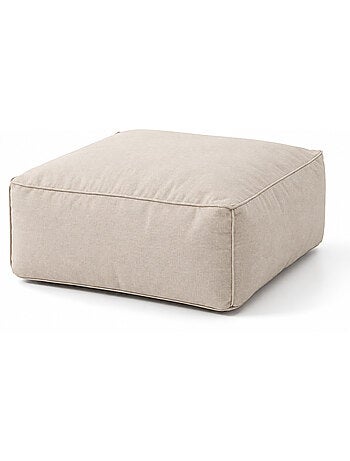 Praiano pouf d’extérieur beige tissu déperlant - 85x85x30 cm