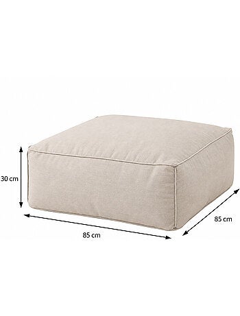 Praiano pouf d’extérieur beige tissu déperlant - 85x85x30 cm