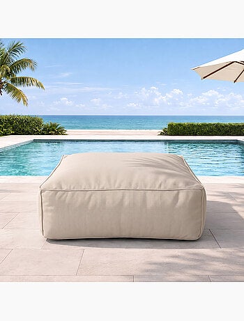 Praiano pouf d’extérieur beige tissu déperlant - 85x85x30 cm