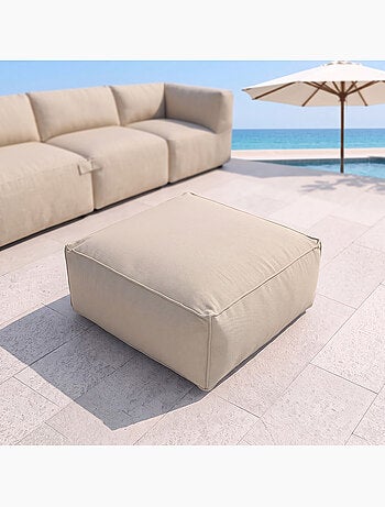 Praiano pouf d’extérieur beige tissu déperlant - 85x85x30 cm