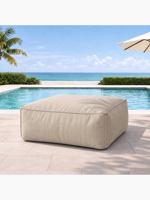 Praiano pouf d’extérieur beige tissu déperlant - 85x85x30 cm - Kiabi