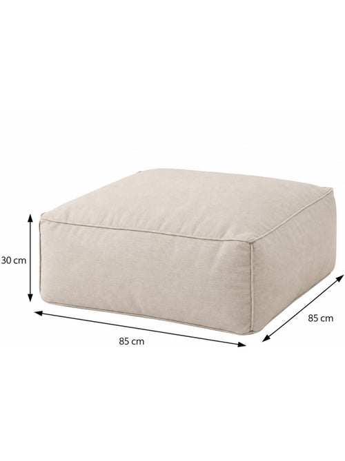 Praiano pouf d’extérieur beige tissu déperlant - 85x85x30 cm - Kiabi