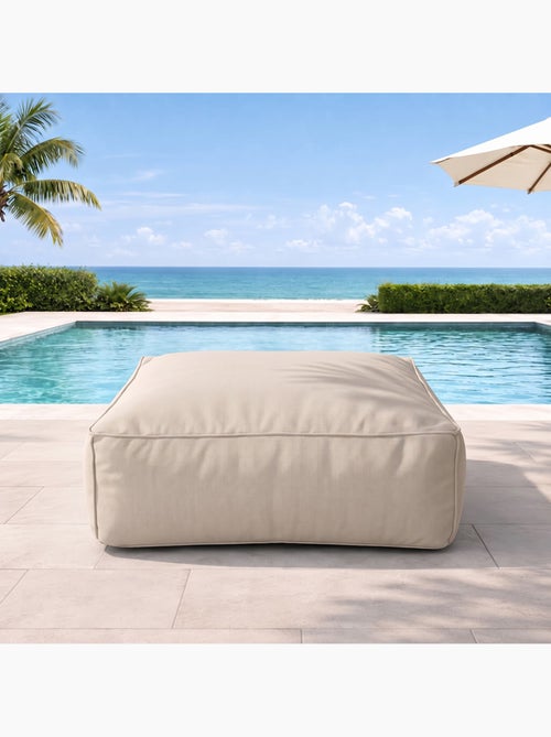 Praiano pouf d’extérieur beige tissu déperlant - 85x85x30 cm - Kiabi