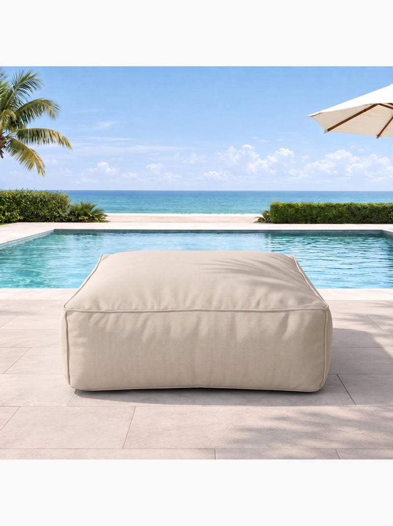 Praiano pouf d’extérieur beige tissu déperlant - 85x85x30 cm Beige - Kiabi
