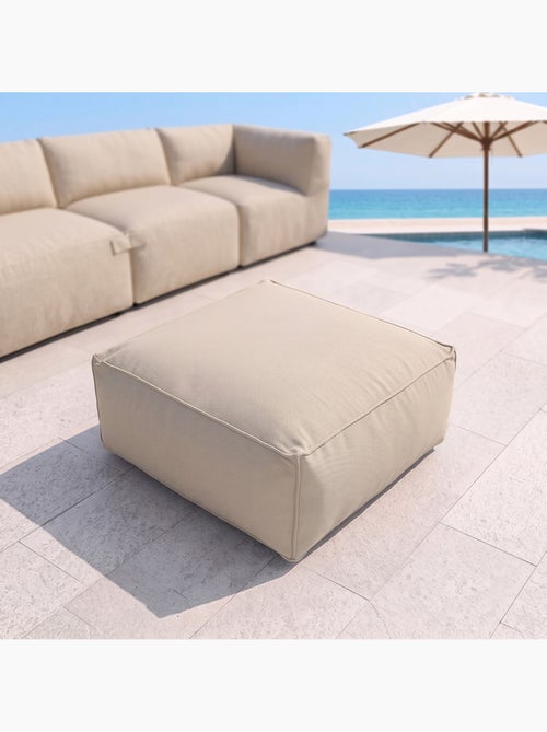 Praiano pouf d’extérieur beige tissu déperlant - 85x85x30 cm - Kiabi