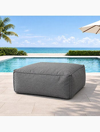 Praiano pouf d’extérieur beige tissu déperlant - 85x85x30 cm