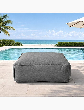 Praiano pouf d’extérieur beige tissu déperlant - 85x85x30 cm