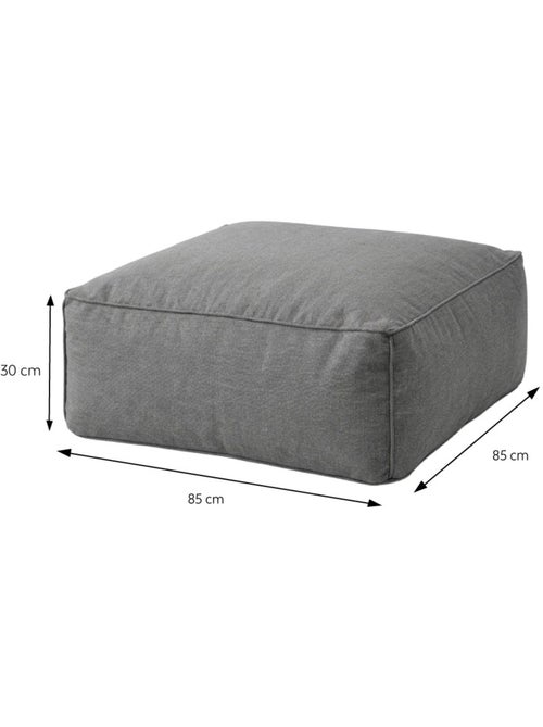 Praiano pouf d’extérieur gris tissu déperlant - 85x85x30 cm - Kiabi