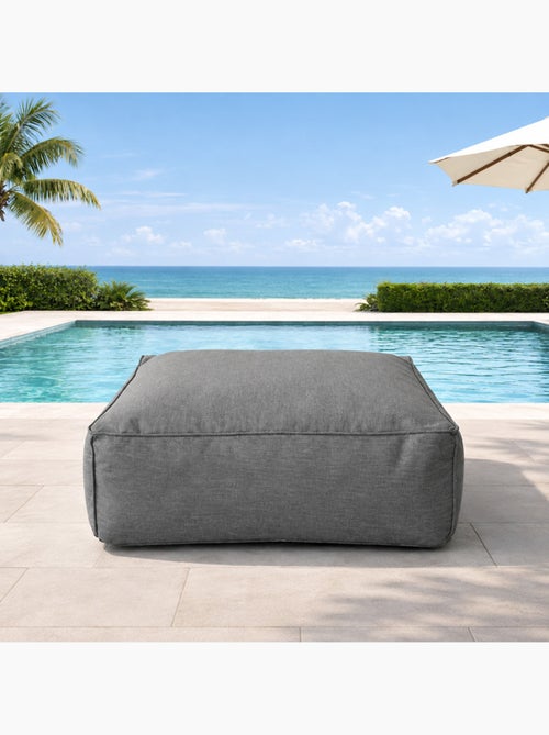 Praiano pouf d’extérieur gris tissu déperlant - 85x85x30 cm - Kiabi