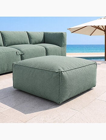 Praiano pouf d’extérieur beige tissu déperlant - 85x85x30 cm