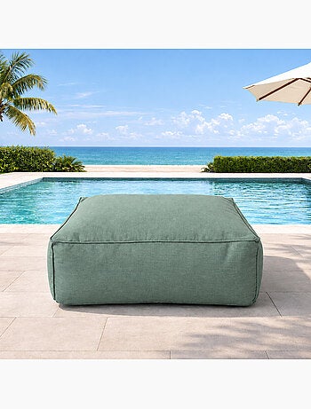 Praiano pouf d’extérieur beige tissu déperlant - 85x85x30 cm