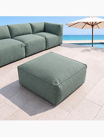 Praiano pouf d’extérieur beige tissu déperlant - 85x85x30 cm