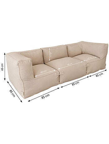 PRAIANO Salon de jardin modulable 3 places beige en tissu déperlant