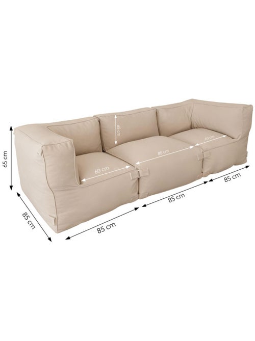 Praiano salon de jardin modulable 3 places beige en tissu déperlant - Kiabi