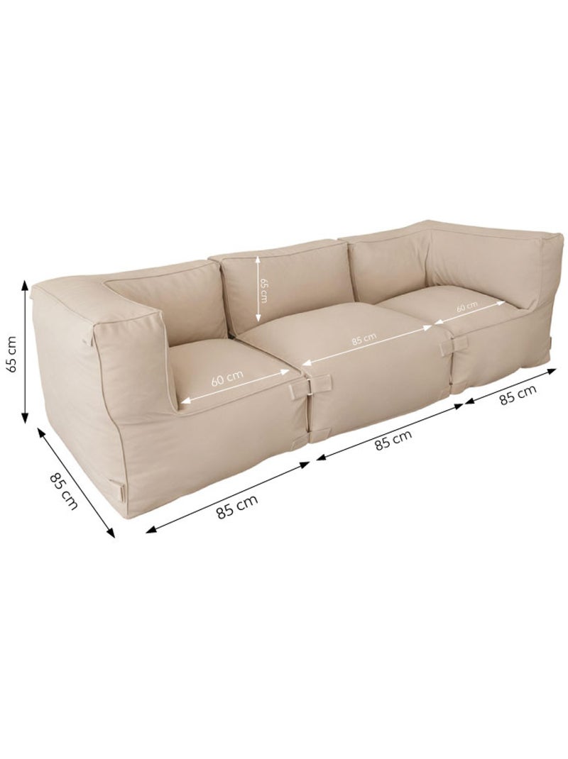 Praiano salon de jardin modulable 3 places beige en tissu déperlant Beige - Kiabi