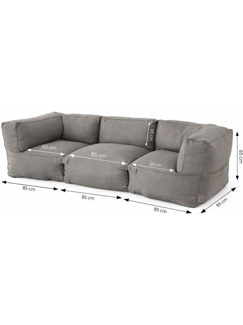 PRAIANO Salon de jardin modulable 3 places gris en tissu déperlant Gris - Kiabi