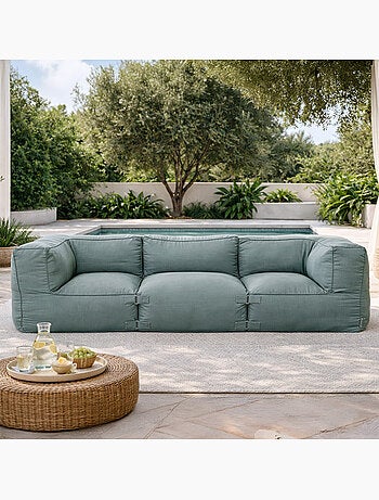 PRAIANO Salon de jardin modulable 3 places beige en tissu déperlant