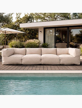 PRAIANO Salon de jardin modulable 4 places gris en tissu déperlant