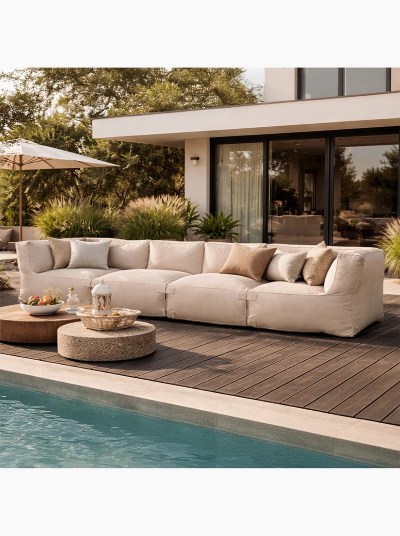 Praiano salon de jardin modulable 4 places beige en tissu déperlant Beige - Kiabi