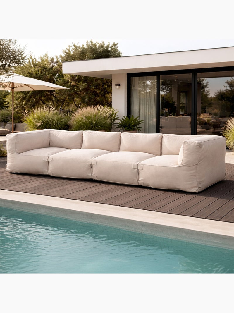 Praiano salon de jardin modulable 4 places beige en tissu déperlant Beige - Kiabi