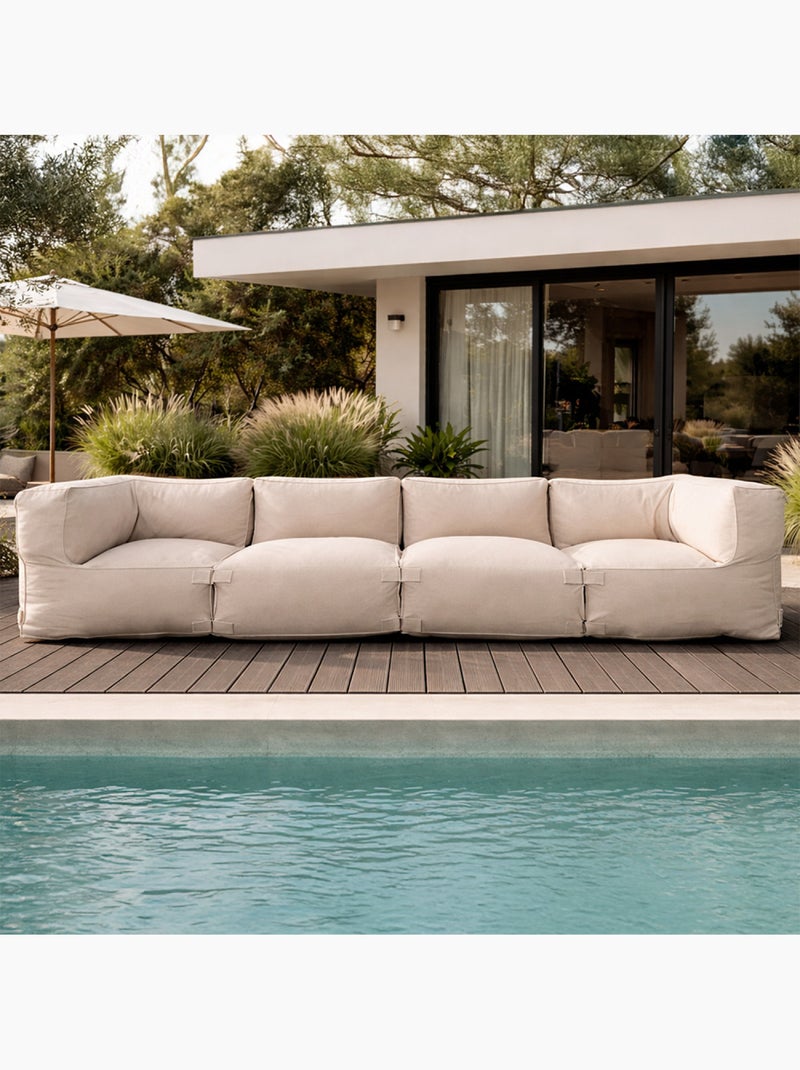 Praiano salon de jardin modulable 4 places beige en tissu déperlant Beige - Kiabi