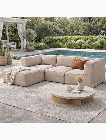 PRAIANO Salon de jardin modulable 4 places vert en tissu déperlant