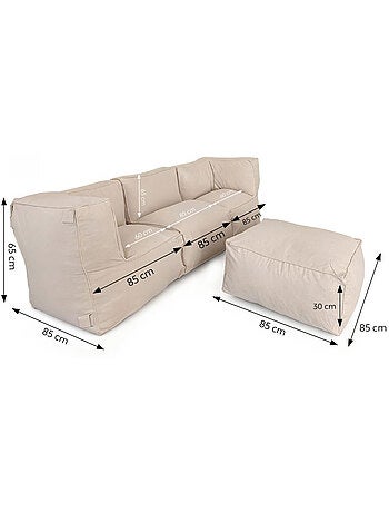 PRAIANO Salon de jardin modulable 4 places vert en tissu déperlant