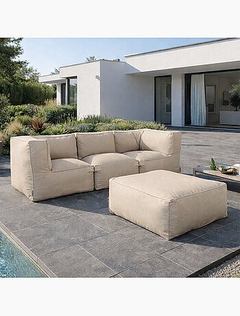 PRAIANO Salon de jardin modulable 4 places vert en tissu déperlant