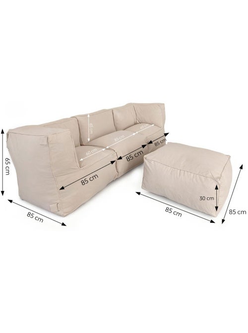 PRAIANO Salon de jardin modulable 4 places beige en tissu déperlant - Kiabi