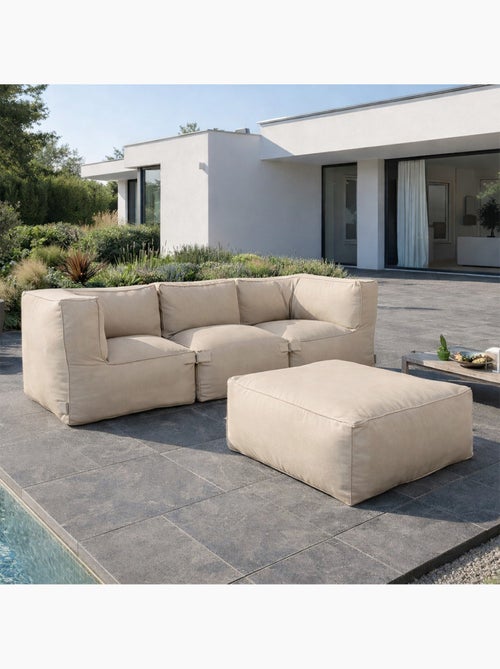 PRAIANO Salon de jardin modulable 4 places beige en tissu déperlant - Kiabi