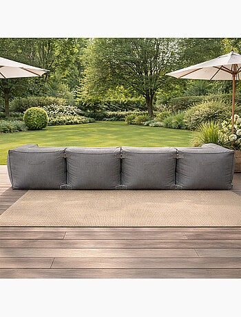 PRAIANO Salon de jardin modulable 4 places gris en tissu déperlant