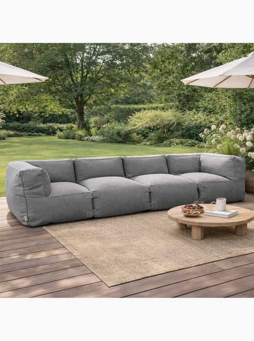 PRAIANO Salon de jardin modulable 4 places gris en tissu déperlant - Kiabi
