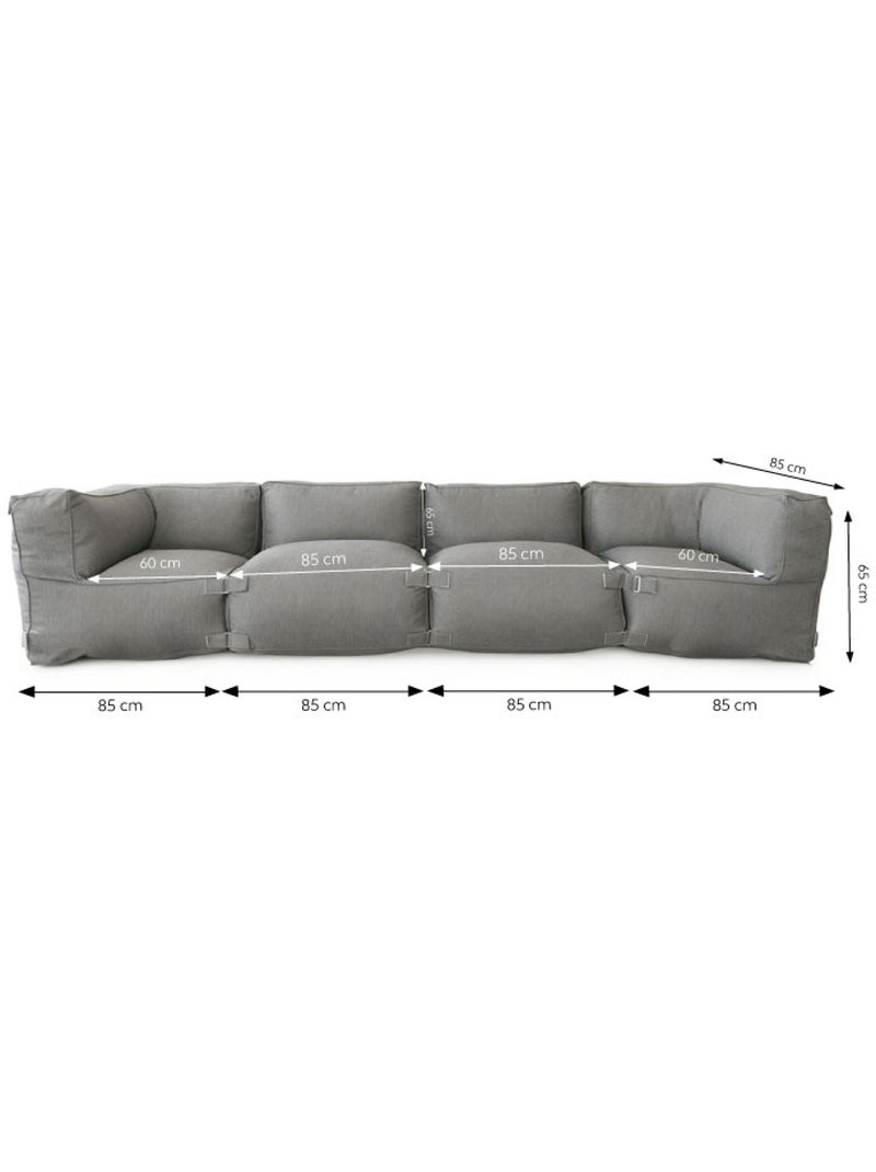 PRAIANO Salon de jardin modulable 4 places gris en tissu déperlant Gris - Kiabi