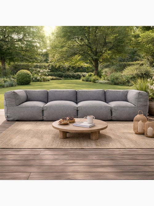 PRAIANO Salon de jardin modulable 4 places gris en tissu déperlant - Kiabi