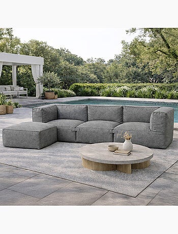 PRAIANO Salon de jardin modulable 4 places vert en tissu déperlant