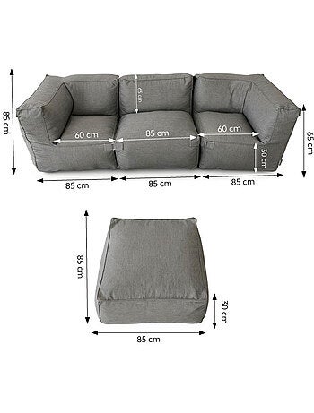 PRAIANO Salon de jardin modulable 4 places vert en tissu déperlant