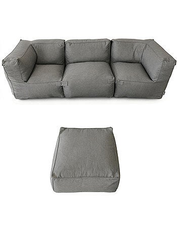 PRAIANO Salon de jardin modulable 4 places vert en tissu déperlant