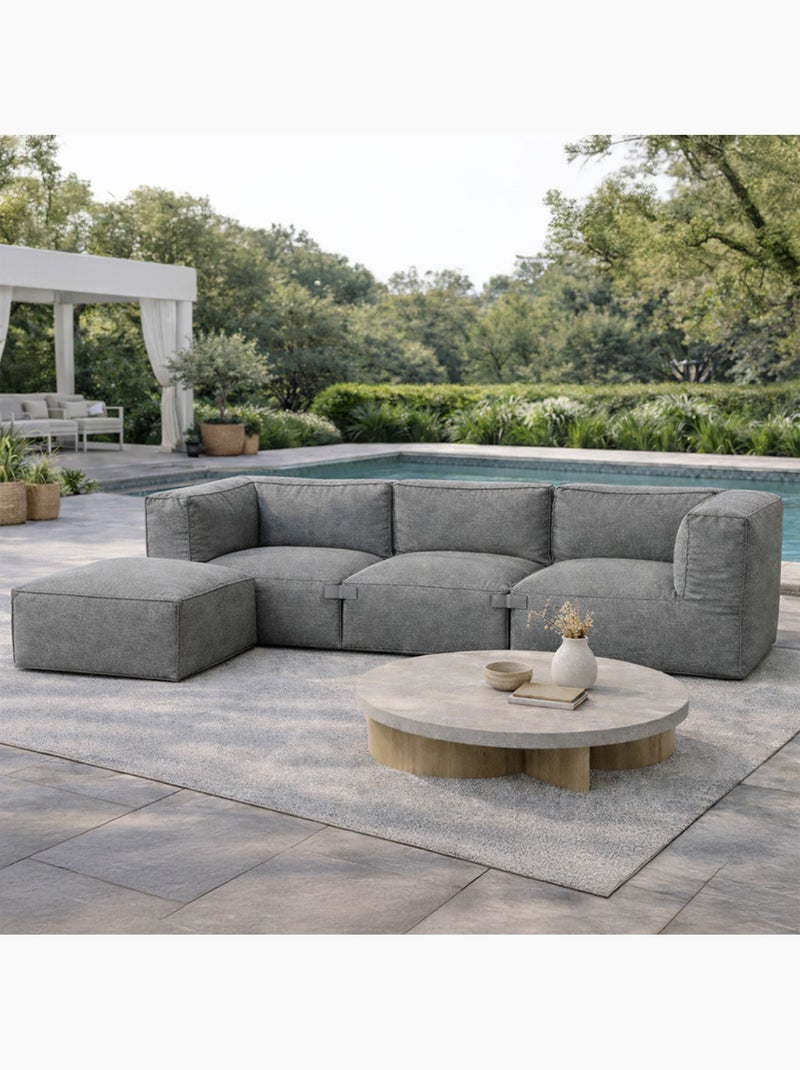 PRAIANO Salon de jardin modulable 4 places gris en tissu déperlant Gris - Kiabi