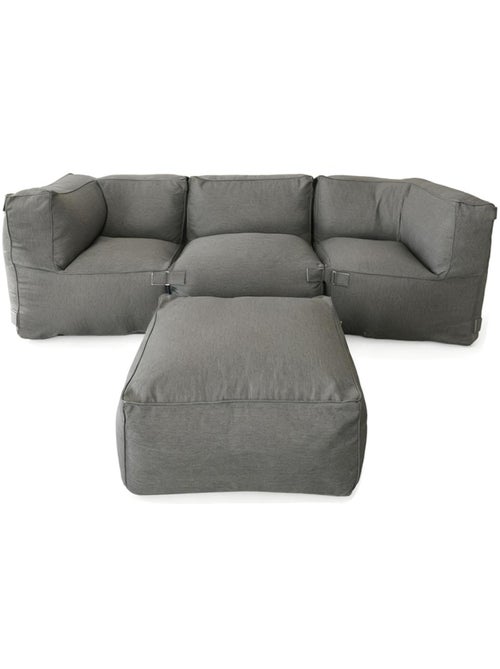 PRAIANO Salon de jardin modulable 4 places gris en tissu déperlant - Kiabi