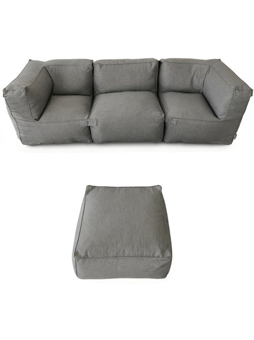 PRAIANO Salon de jardin modulable 4 places gris en tissu déperlant - Kiabi