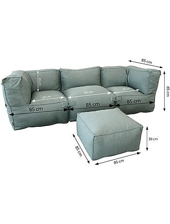 PRAIANO Salon de jardin modulable 4 places vert en tissu déperlant