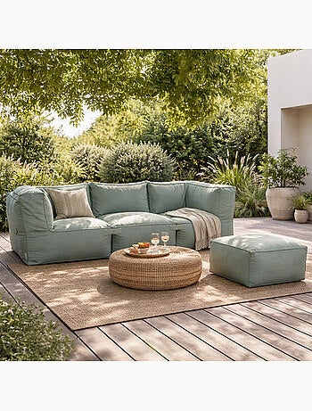 PRAIANO Salon de jardin modulable 4 places vert en tissu déperlant
