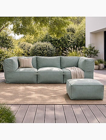 PRAIANO Salon de jardin modulable 4 places vert en tissu déperlant