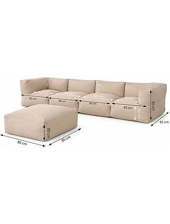 PRAIANO Salon de jardin modulable 5 places vert en tissu déperlant