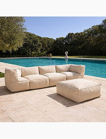 PRAIANO Salon de jardin modulable 5 places vert en tissu déperlant