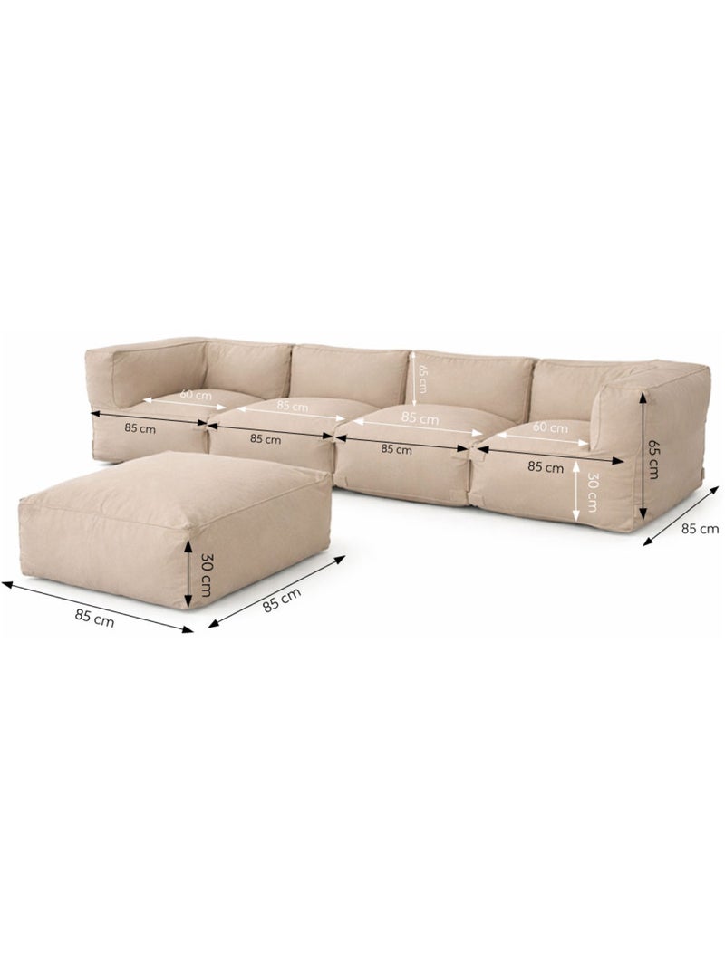 Praiano salon de jardin modulable 5 places beige en tissu déperlant Beige - Kiabi