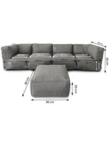 PRAIANO Salon de jardin modulable 5 places vert en tissu déperlant