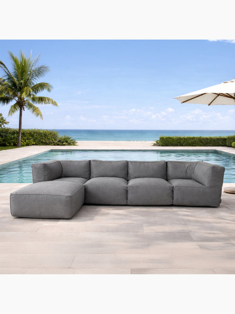 PRAIANO Salon de jardin modulable 5 places gris en tissu déperlant Gris - Kiabi