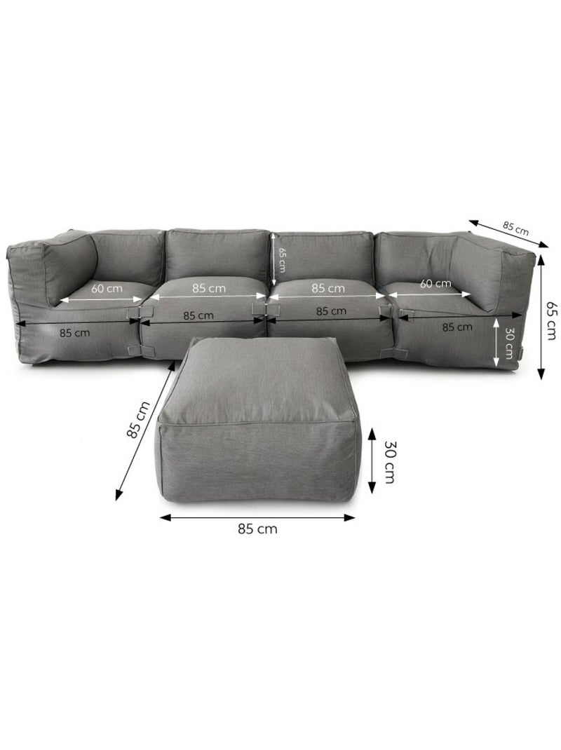PRAIANO Salon de jardin modulable 5 places gris en tissu déperlant Gris - Kiabi
