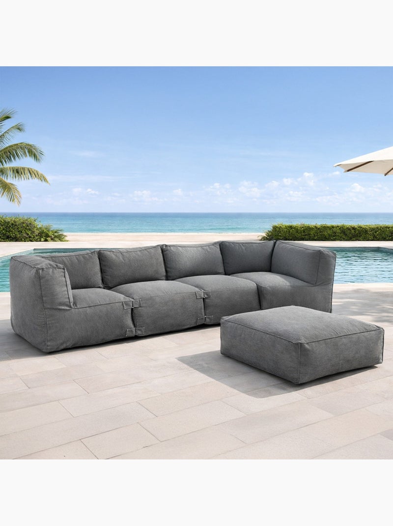 PRAIANO Salon de jardin modulable 5 places gris en tissu déperlant Gris - Kiabi